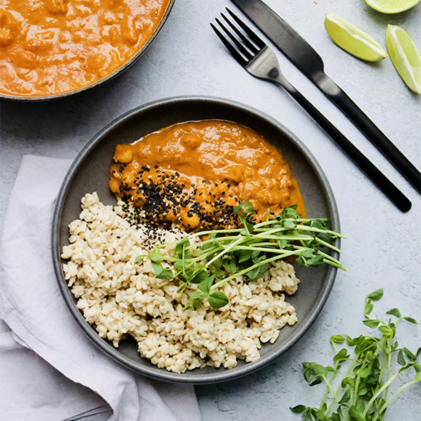 Butter chickpea with oat rice